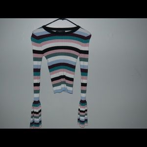 Striped bell sleeve top